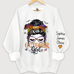 Lofaris Personalized October Girl,Halloween Gift For Women And kids Sweatshirt