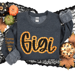 Lofaris Personalized Orange Circle Gigi And Kids Sweatshirt