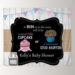 Lofaris Personalized Oven Cupcake Gender Reveal Backdrop