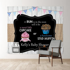 Lofaris Personalized Oven Cupcake Gender Reveal Backdrop