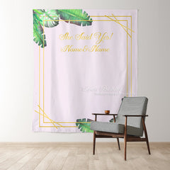 Lofaris Personalized Palm Leaves Bridal Shower Backdrop Banner