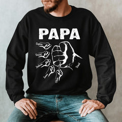 Lofaris Personalized Papa And Grandkids Hand Sweatshirt