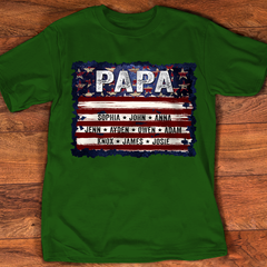 Lofaris Personalized Papa Flag Grandkids Fathers Day Shirt