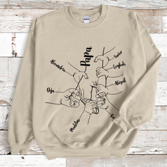 Lofaris Personalized Papa Hand And Grandkids Sweatshirt