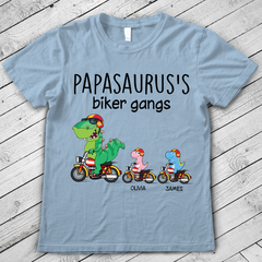 Lofaris Personalized Papasauruss Dinosaurs Biker Gangs T - Shirt