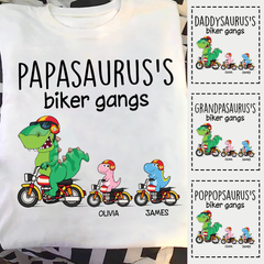 Lofaris Personalized Papasauruss Dinosaurs Biker Gangs T - Shirt