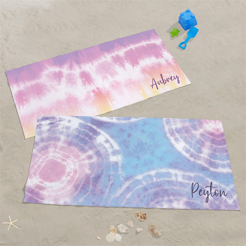 Lofaris Personalized Pastel Tie Dye Abstract Beach Towel