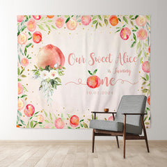 Lofaris Personalized Peach Pink Girl 1st Birthday Backdrop