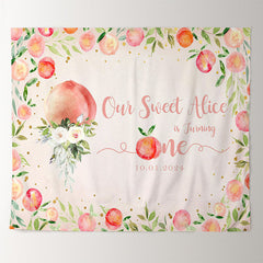 Lofaris Personalized Peach Pink Girl 1st Birthday Backdrop