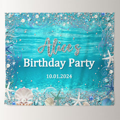 Lofaris Personalized Pearls Diamond Blue Sea Birthday Backdrop