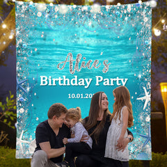 Lofaris Personalized Pearls Diamond Blue Sea Birthday Backdrop