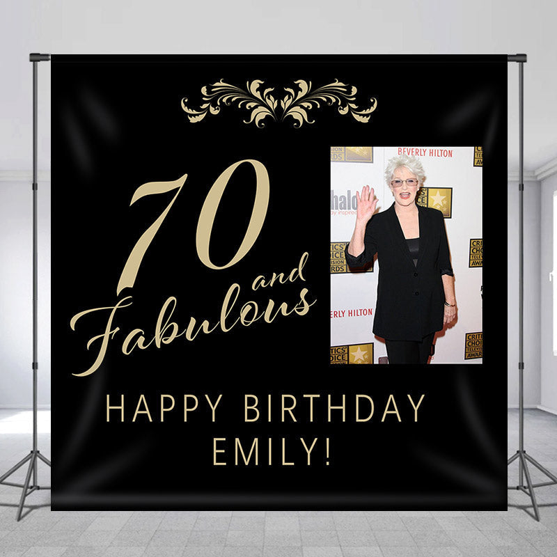 Lofaris Personalized Photo 70th Fabulous Birthday Backdrop