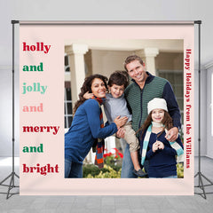 Lofaris Personalized Photo Fimily Happy Holidays Backdrop