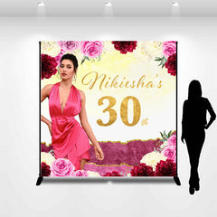 Lofaris Personalized Photo Flowers 30th Birthday Backdrop