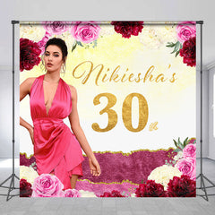 Lofaris Personalized Photo Flowers 30th Birthday Backdrop