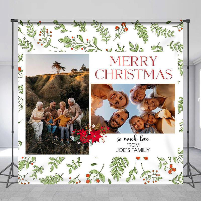 Lofaris Personalized Photo Leaves Cherry Christmas Backdrop