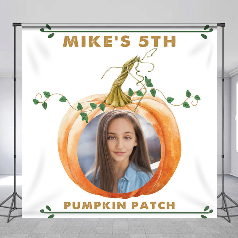 Lofaris Personalized Photo Pumpkin Patch 5Th Birthday Backdrop