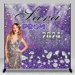 Lofaris Personalized Photo Purple Diamonds Backdrop For Prom