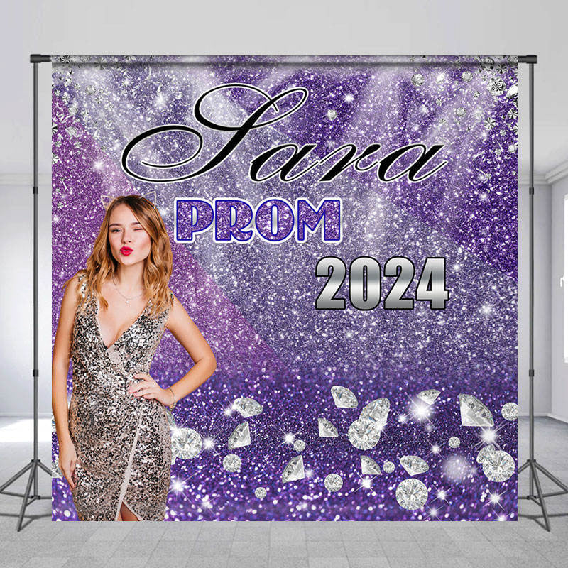 Lofaris Personalized Photo Purple Diamonds Backdrop For Prom