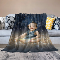 Lofaris Personalized Photo Snowflake Soft Blanket For Kits