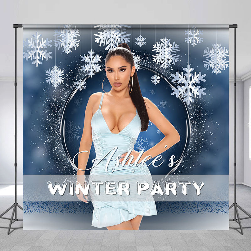 Lofaris Personalized Photo Snowflake Winter Party Backdrop