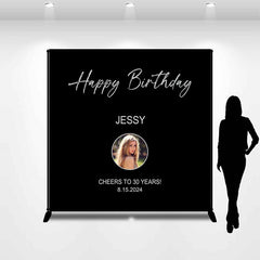 Lofaris Personalized Photo Text Black 30Th Birthday Backdrop