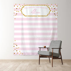 Lofaris Personalized Pink And White Stripe Bridal Shower Backdrop