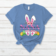 Lofaris Personalized Pink Bunny Nana Kids Easter T-Shirt