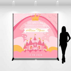 Lofaris Personalized Pink Castle Princess Birthday Backdrop