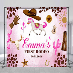 Lofaris Personalized Pink Cowgirl 1St Birthday Backdrop