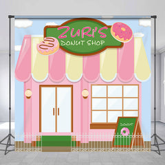 Lofaris Personalized Pink Cute Donut Shop Birthday Backdrop