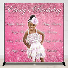 Lofaris Personalized Pink Glitter Birthday Backdrop With Photo