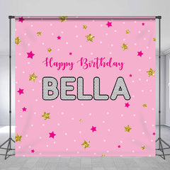 Lofaris Personalized Pink Gold Star Girls Birthday Backdrop