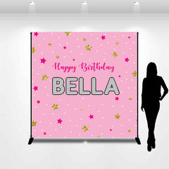 Lofaris Personalized Pink Gold Star Girls Birthday Backdrop