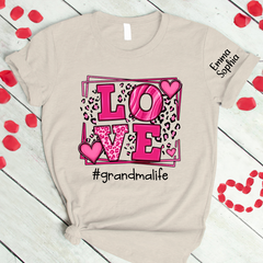 Lofaris Personalized Pink Love Grandmalife Kids Name T - Shirt