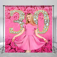 Lofaris Personalized Pink Rose Bokeh 30th Birthday Backdrop