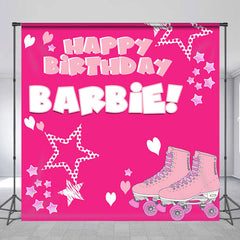 Lofaris Personalized Pink Star Roller Skates Girls Backdrop