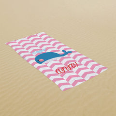 Lofaris Personalized Pink Stripe Shark Beach Towel for Kids