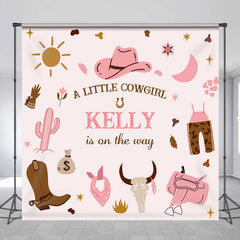 Lofaris Personalized Pink Western Cowgirl Baby Shower Backdrop