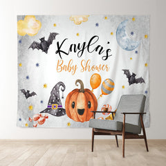 Lofaris Personalized Pumpkin Halloween Baby Shower Backdrop