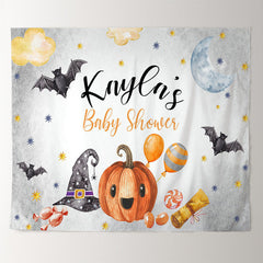 Lofaris Personalized Pumpkin Halloween Baby Shower Backdrop