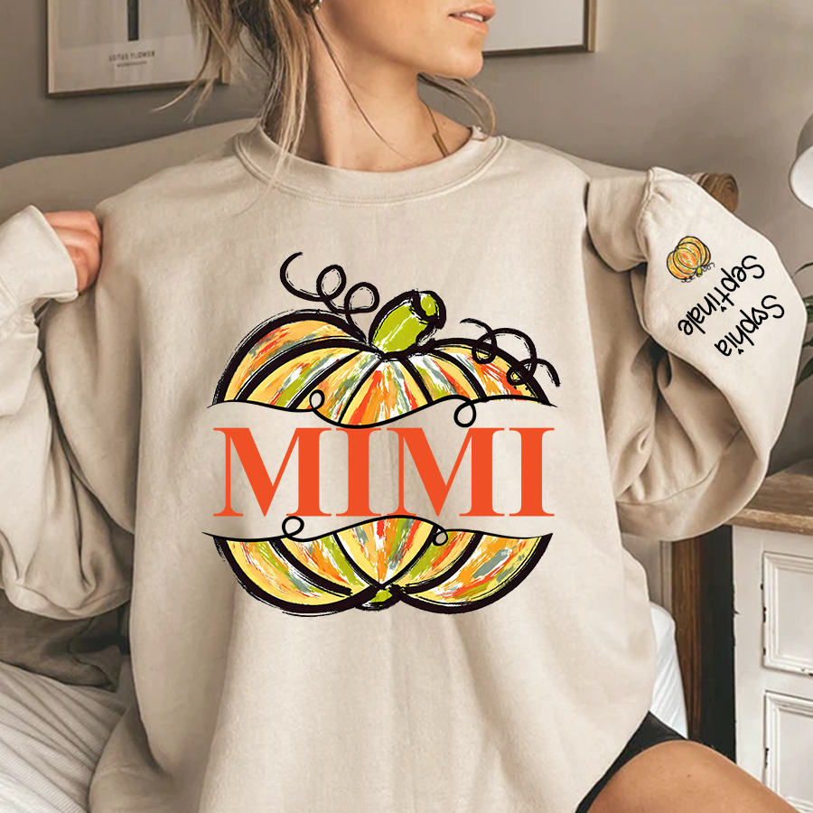 Lofaris Personalized Pumpkin Painted Mimi Fall Sweatshirt