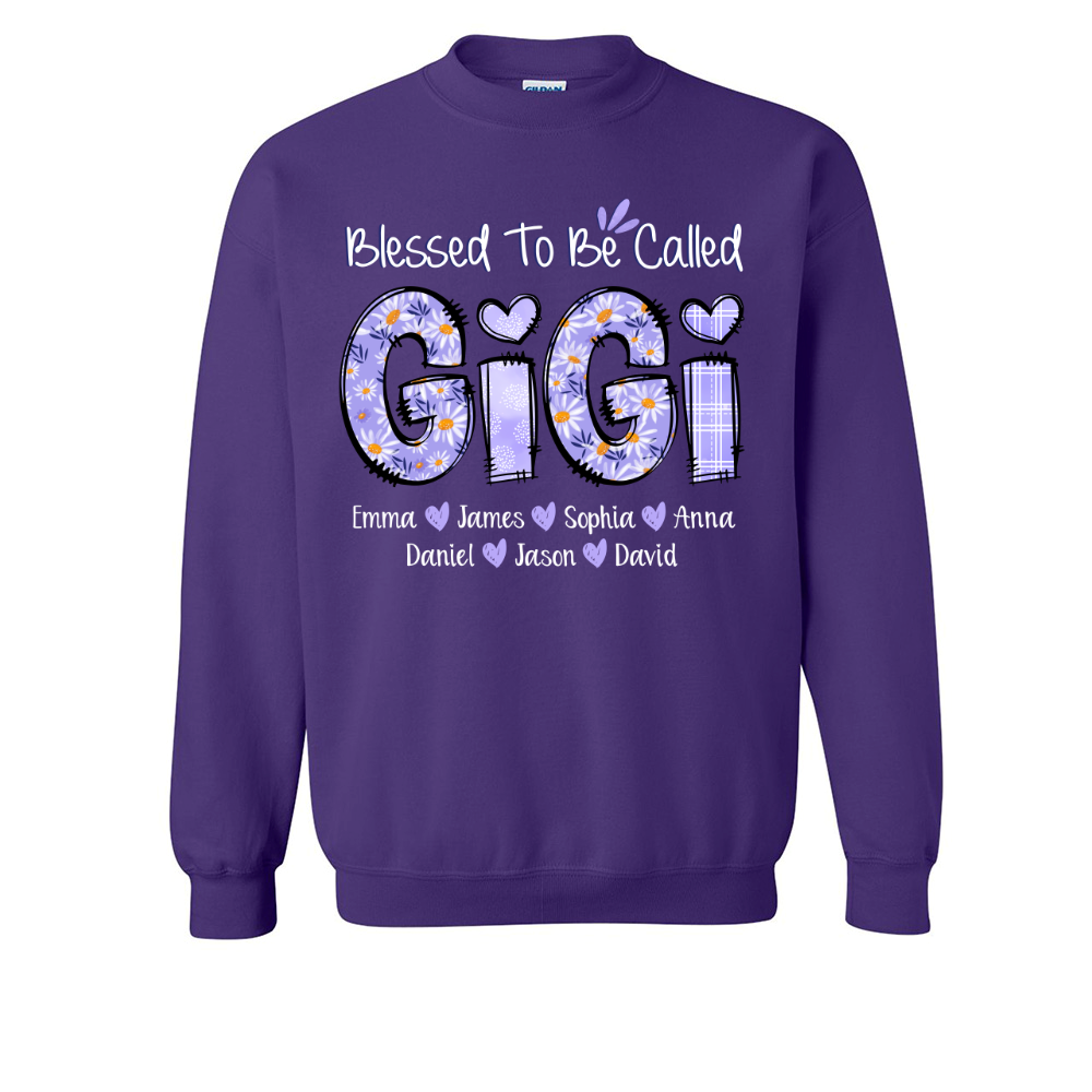 Lofaris Personalized Purple Floral Blessed Gigi Sweatshirt