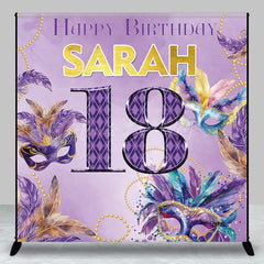 Lofaris Personalized Purple Mask Pearl 18th Birthday Backdrop