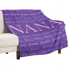 Lofaris Personalized Purple Step And Repeat Nana Blanket