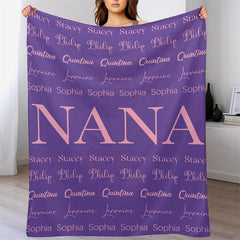 Lofaris Personalized Purple Step And Repeat Nana Blanket