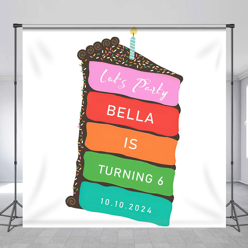 Lofaris Personalized Rainbow Cake 6th Birthday Backdrop