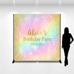 Lofaris Personalized Rainbow Gold Bokeh Birthday Backdrop