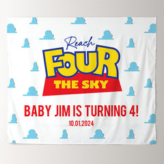 Lofaris Personalized Reach The Sky 4th Birthday Backdrop