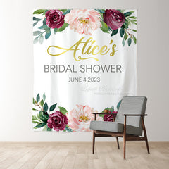 Lofaris Personalized Red And Pink Floral Bridal Shower Backdrop